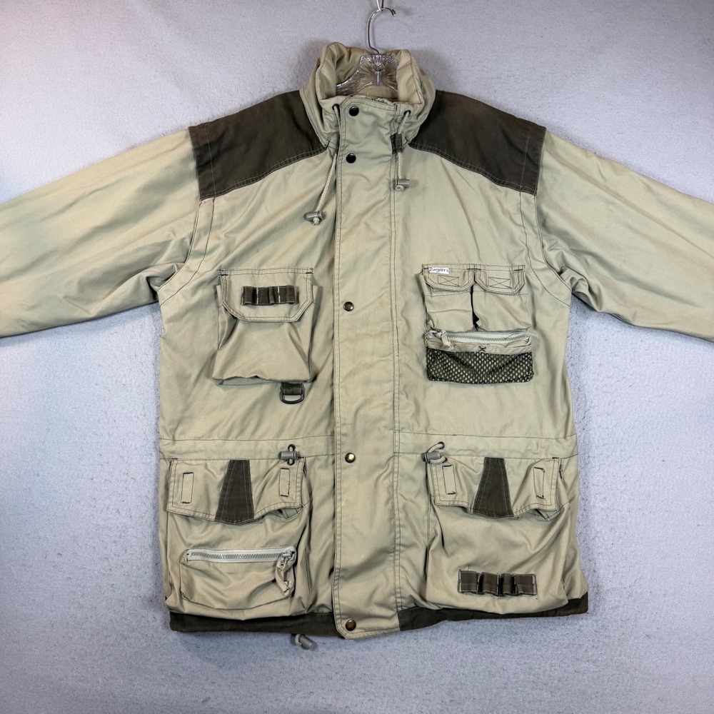 Ziegler's Field Jacket Mens XL Utility Multi-Pocket Tan Brown Cotton